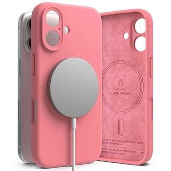 Чехол Ringke Silicone Magnetic для iPhone 16 Pink with MagSafe (8800274960657)