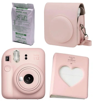Набір Fujifilm INSTAX Mini 12 Blossom Pink рожева фотокамера миттєвого друку / картридж 10 фото / чохол / альбом серце 64 фото