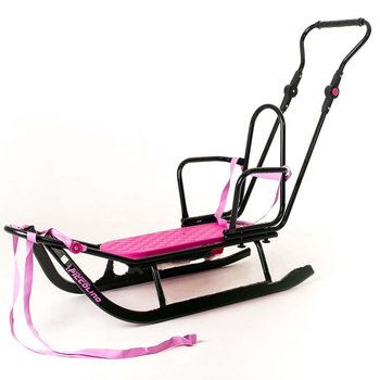 Санки с родительской ручкой Adbor Piccolino Black Edition Pink