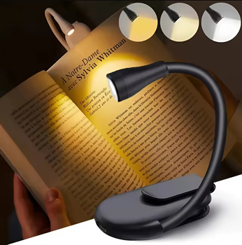 LED лампа, мини фонарик для чтения книг на зажиме, прищепке LJC-182 Черный (2120678)