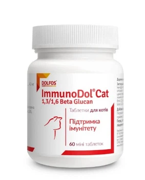Витаминно-минеральная добавка Dolfos ImmunoDol Cat для укрепления иммунитета котят и взрослых кошек, 60 табл.