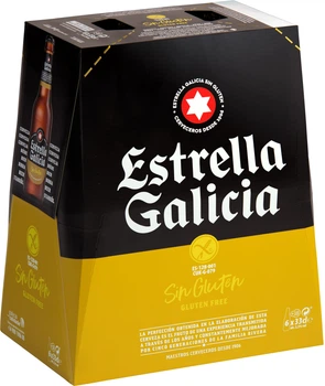 Упаковка пива Estrella Galicia EG крафтовое светлое 5.5% 0.33 л х 6 шт. (8412598006180)