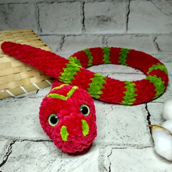 Мягкая игрушка ручной работы вязаная амигуруми Hand Made Змея из плюша длина 65 см 202-60-10