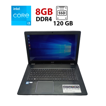 Ноутбук Acer E5-774 / 17.3" (1600x900) TN / Intel Core i3-6157U (2 (4) ядра по 2.4 GHz) / 8 GB DDR4 / 120 GB SSD + 500 GB HDD / Intel Iris Graphics 550 / WebCam б/в