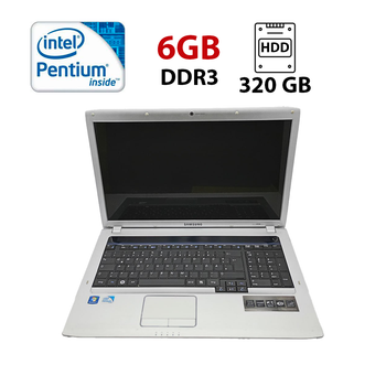Ноутбук Samsung R730 / 17.3" (1600x900) TN / Intel Pentium T4300 (2 ядра по 2.1 GHz) / 6 GB DDR3 / 320 GB HDD / Intel GMA HD Graphics / WebCam б/у