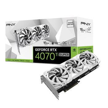 Відеокарта GeForce RTX 4070 Ti SUPER, PNY, VERTO OC (White Edition), 16Gb GDDR6X, 256-bit, HDMI/3xDP, 2655/21000 MHz, 16-pin (VCG4070TS16TFWXPB1-O)