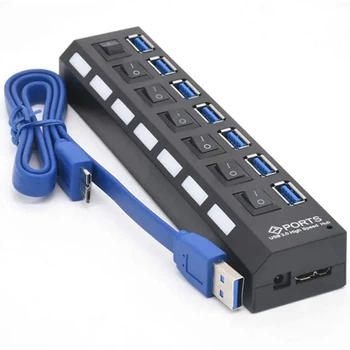 USB-хаб 7 портів Digital високошвидкісний USB-концентратор 3.0 Чорний (1000-796-00)