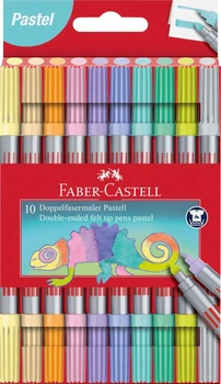 Фломастери Faber Castell 10кол. 151112 Fibre-Tip, двосторонні Pastel /151112/
