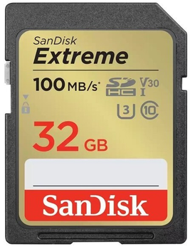 Карта пам'яті SanDisk SD 32GB C10 UHS-I U3 R100/W60MB/s Extreme V30 (SDSDXVT-032G-GNCIN)