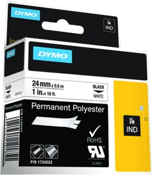 Стрічка для етикеток Dymo Rhino Permanent Polyester 24 мм x 5.5 м Black/White (1734523)