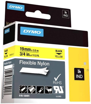 Стрічка для етикеток Dymo Rhino Flexible Nylon 19 мм x 3.5 м Black/Yellow (717011875748)