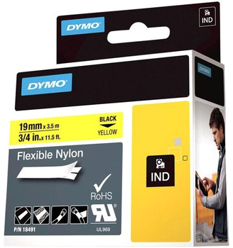 Стрічка для етикеток Dymo Rhino Flexible Nylon 19 мм x 3.5 м Black/Yellow (717011875748)