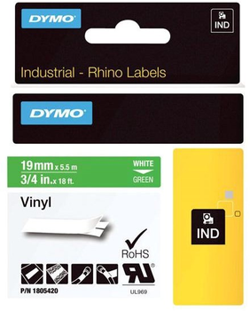 Стрічка для етикеток Dymo Rhino Vinyl 19 мм x 5.5 м White/Green (1805420)