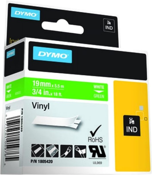 Стрічка для етикеток Dymo Rhino Vinyl 19 мм x 5.5 м White/Green (1805420)