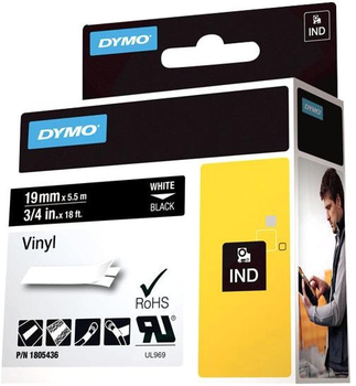 Стрічка для етикеток Dymo Rhino Vinyl 19 мм x 5.5 м White/Black (1805436)