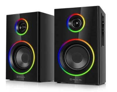 Колонки 2.0 REAL-EL S-410 black (12 Вт, Bluetooth, подсветка)