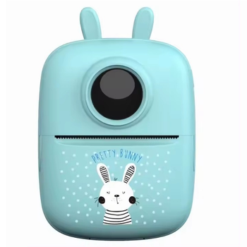 Портативный детский термопринтер с термопечатью Mini D7 Rabbit Голубой