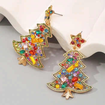 Новорічні довгі сережки ялинки цвяшки Honey Fashion Accessories різнокольоровий (12-272)