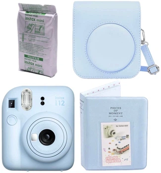 Набор Fujifilm INSTAX Mini 12 Pastel Blue голубая фотокамера мгновенной печати / картридж 10 фото / чехол / альбом 64 фото