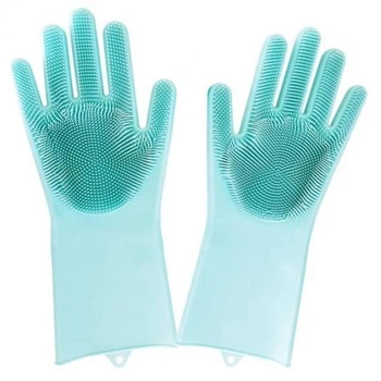 Силиконовые перчатки Magic Silicone Gloves для уборки. Цвет: бирюзовый OM-99