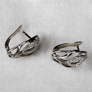 Сережки серебристые Ажурные Xuping Ксюпинг 1х1.5 см