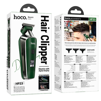 Машинка для стрижки волосся Hoco HP23 Diamond акумуляторна LED-дисплей 600 mAh Зелений