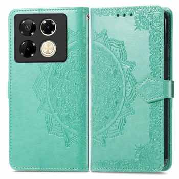 Чехол Vintage для Infinix Note 40 Pro / X6850 книжка кожа PU с визитницей бирюзовый