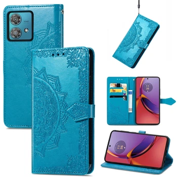 Чехол Vintage для Motorola Moto G84 книжка кожа PU с визитницей голубой
