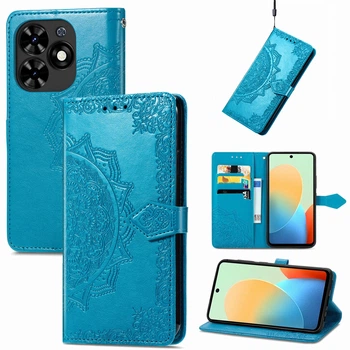 Чехол Vintage для Tecno Spark Go 2024 / BG6 книжка кожа PU с визитницей голубой