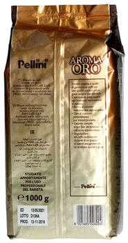 Kawa ziarnista Pellini Aroma Oro o niskim poziomie zawartości kofeiny 1 kg (8001685026004)