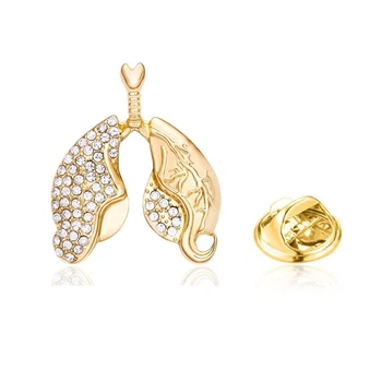 Значок (пин) BROCHE брошь бижутерия Медицина Лёгкие золотистый BRGV114543