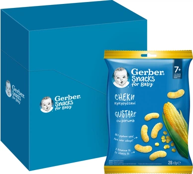 Упаковка кукурудзяних снеків Gerber 28 г х 7 шт (8445291463516)