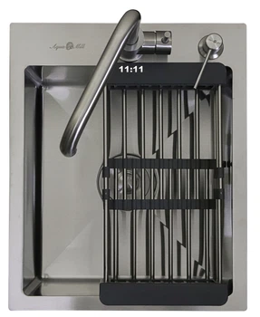 Мойка из нержавеющей стали AQUAMILL 4050 + смеситель GRAND + дозатор + решетка