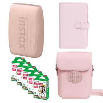 Подарунковий набір до фотопринтера Fujifilm Instax Mini Link3 Rose Pink / Чохол рожевий / Фотоальбом рожевий на 108 знімків/ Фотопапір 50 знімків
