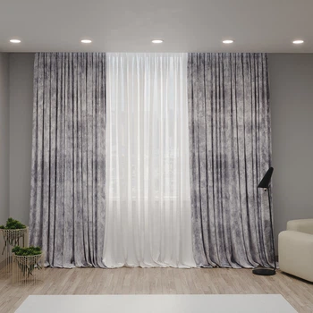 Комплект штор MANA бархат-венецианка 150*250см, две шторы. Цвет серый (bv134).