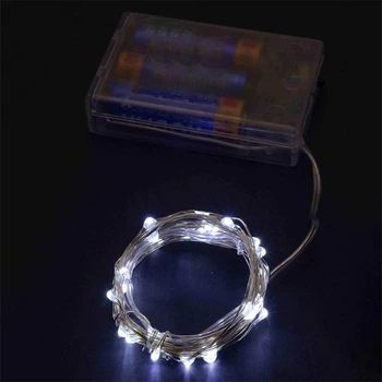 Светодиодная гирлянда "Роса" на батарейках, 2м, статический режим, 20 LED, IP44, Холодный белый