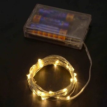 Светодиодная гирлянда "Роса" на батарейках, 2м, статический режим, 20 LED, IP44, Теплый белый