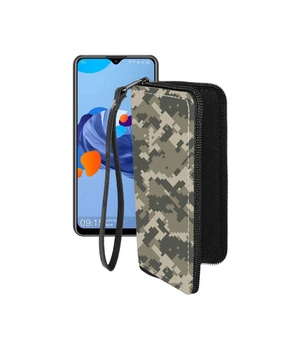 Чохол-гаманець з екошкіри для телефону Oukitel C19 Хаки-зелений