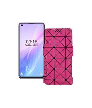 Чохол-книжка з екошкіри для телефону Oukitel C18 Pro Розовий ромб