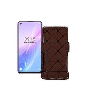 Чохол-книжка з екошкіри для телефону Oukitel C18 Pro Коричневий ромб