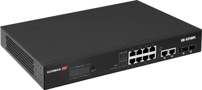 Switch Edimax Surveillance VLAN 12-Port Gigabit PoE+ Long Range Black (GS-5210PL)