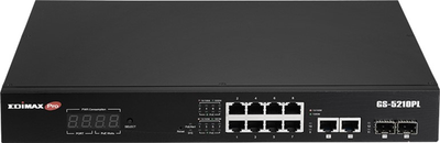 Switch Edimax Surveillance VLAN 12-Port Gigabit PoE+ Long Range Black (GS-5210PL)