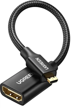 Кабель Ugreen Micro HDMI штекер to HDMI 2.0 роз'єм 4K 60Hz 3D нейлонова обплетення 25CM Black (15842)