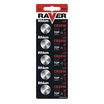 Батарейки RAVER В7316 СR 2016 блистер 5 шт.