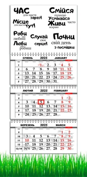 Календарь на 2025 год, Apriori ,Календарь настенный квартальный на 2025 год , на три пружины ,Мотивационный календарь, Мотиватор, 29,7х61 см , 3 вид