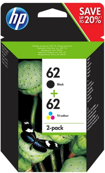 Zestaw tuszy HP 62 MultiPack Black C2P04A 4 ml + Color C2P06A 8.5 ml (1289894508888)