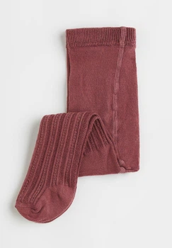 Колготки трикотаж с плетеным узором для девочки H&M 1081653-001 062-68 см (2-6 мес.) Бордовый