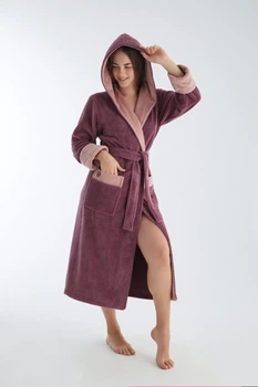 Халат женский nusa хлопок/бамбук модель 4145 с капюшоном lila, xxxl