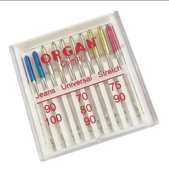 Иглы швейные ORGAN COMBI BOX (Universal 5шт,Jeans 2шт,Super Stretch 3шт) бокс 10шт для бытовых швейных машин (6969)