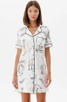 Халат Leinle 40(XS) Белый-Черный (105781)